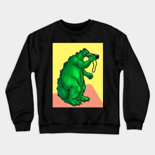 Animated Godzilla With Binoculars Crewneck Sweatshirt